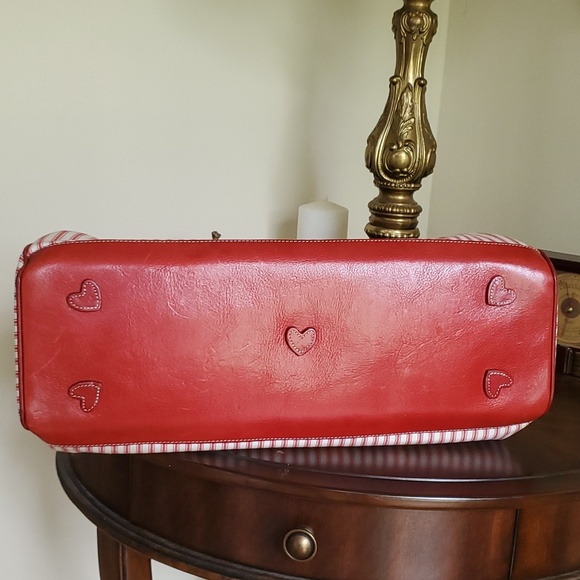 Brighton Bamboo Handle Doctor Bag Candy Stripe Red Rose Vintage Retro Style - Picture 7 of 13